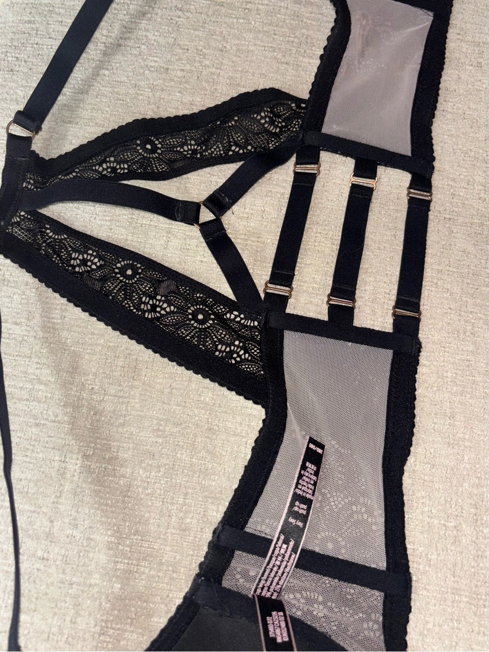 Victoria’s Secret 38D Very Sexy Black Lace Caged Racerback Push Up Bra Romance - Picture 11 of 16